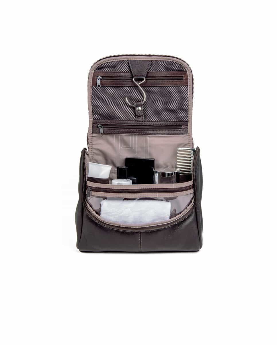 Country Kulturtasche dunkelbraun innen var